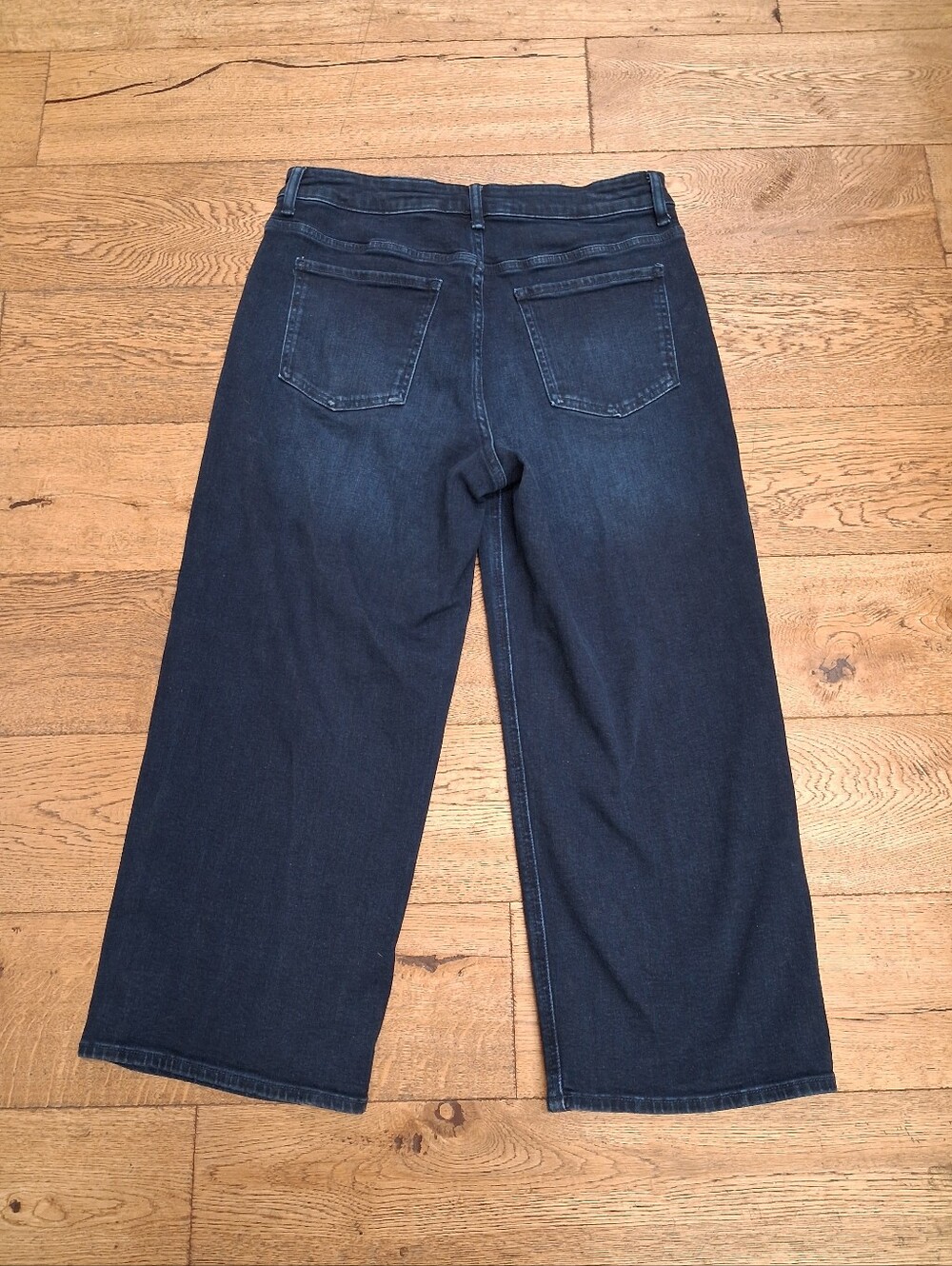 Quince Bella Stretch Patch Pocket Wide Leg Cropped Jeans Midnight Blue Size 32 - Picture 2 of 4